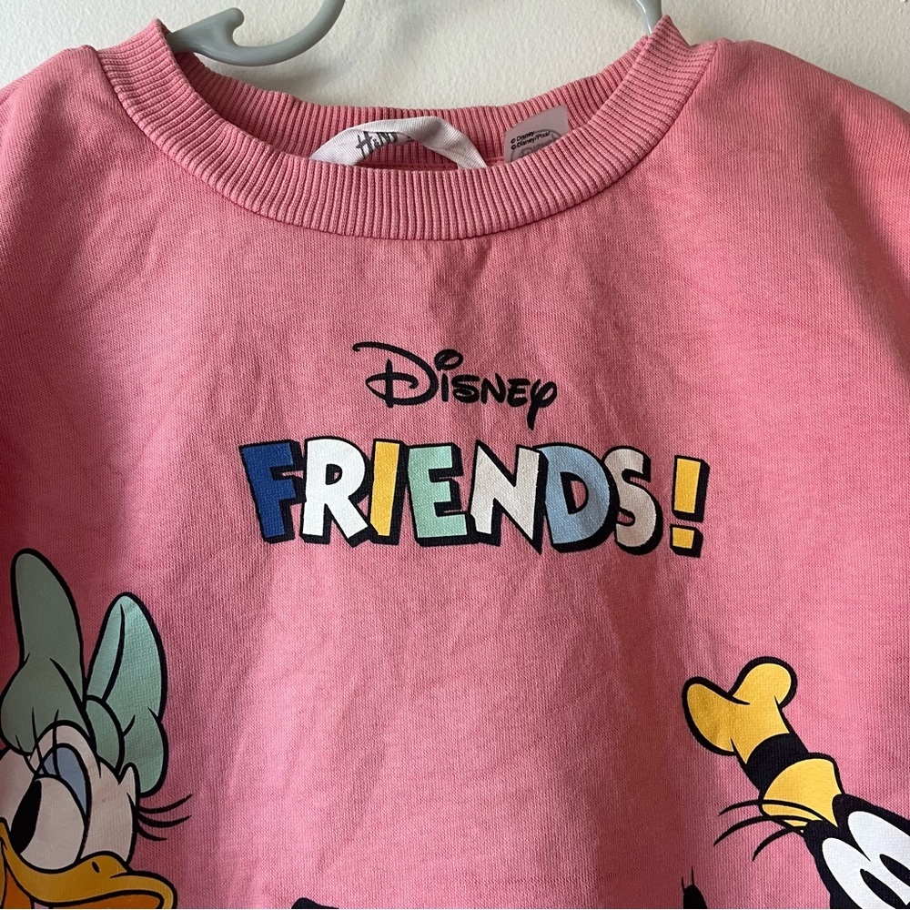 H&M Disney Friends Sweatshirt Pink Girls 4-6Y Daisy Pluto Goofy Graphic Pullover - Picture 2 of 11